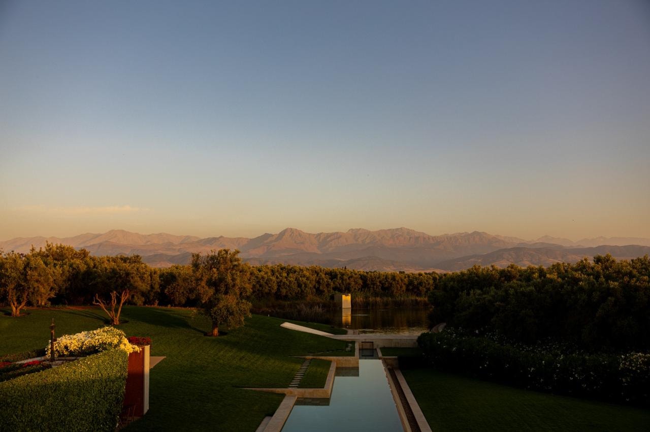 Villa Bajaa exterior and long swimming pool